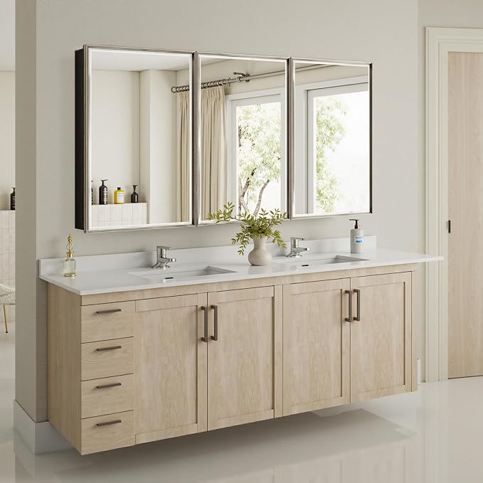 Pre-Assembled Surface or Recessed Medicine Cabinet Mirror-60x30 Brushed Nickel - Image 8