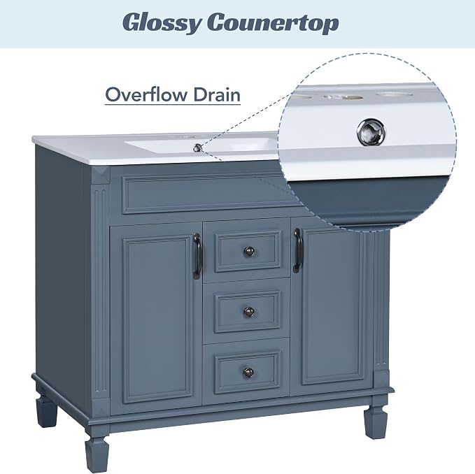 Merax 36” Bathroom Vanity with Sink, Freestanding Single Bathroom Sink Vanity - Image 6