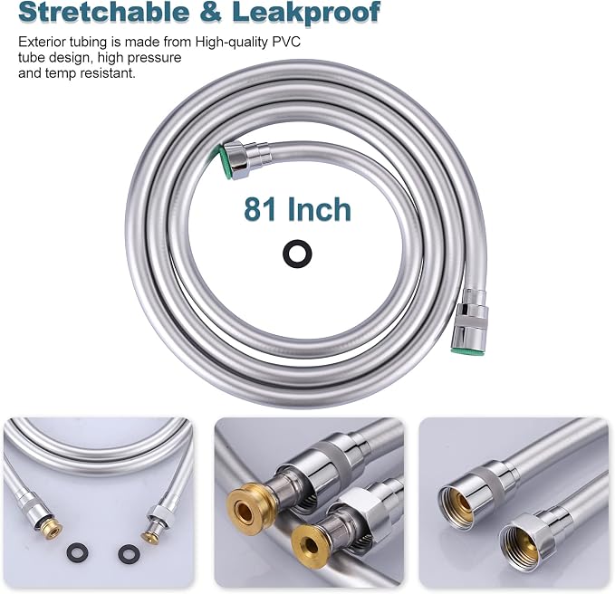 Aleasha Shower Hose, 81 Inches Extra Long Shower Head Hose Extension - Image 2