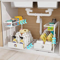 Under Sink Organizer, 2 Pack, 2 Tier Pull Out Sliding Shelf, Adjustable Height by Unknown