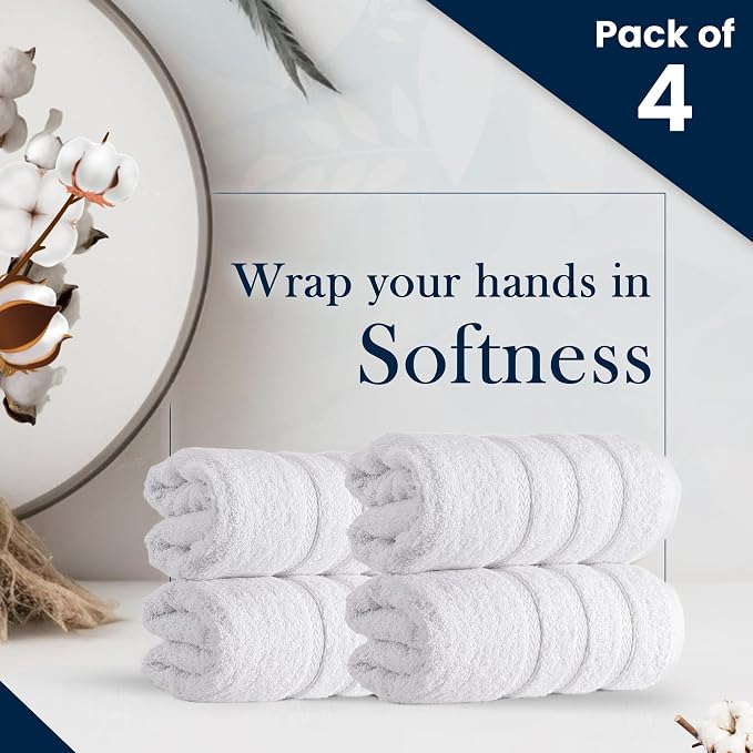 HALLEY Turkish 4 Pack Premium Hand Towels 650 GSM Highly Absorbent Super Soft - Image 4