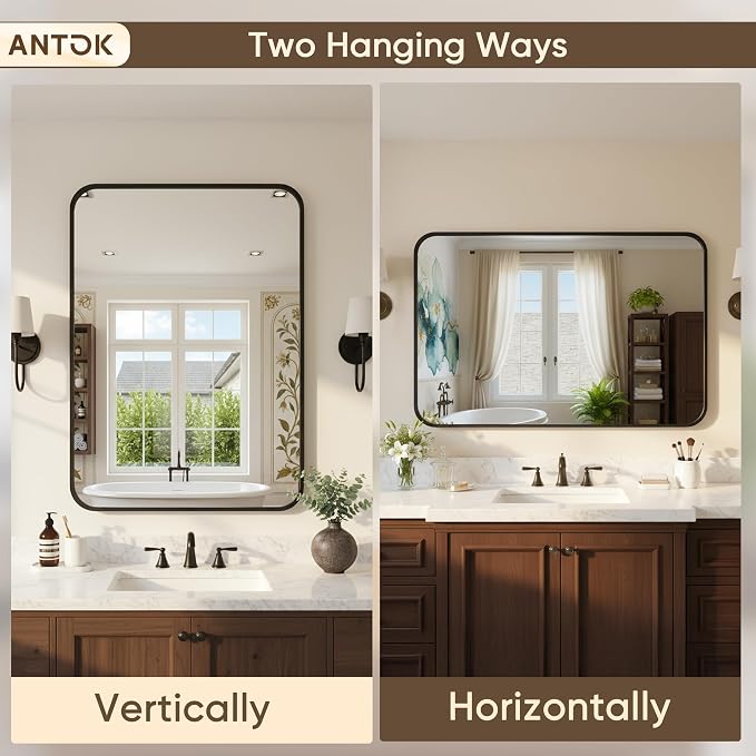 Antok 2-Pack Bathroom Mirrors, Decorative Mirror Vanity Mirror Aluminum Alloy - Image 5