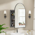 Recessed Medicine Cabinet for Bathroom, Brushed Black Arched Medicine Cabinet by Mepplzian