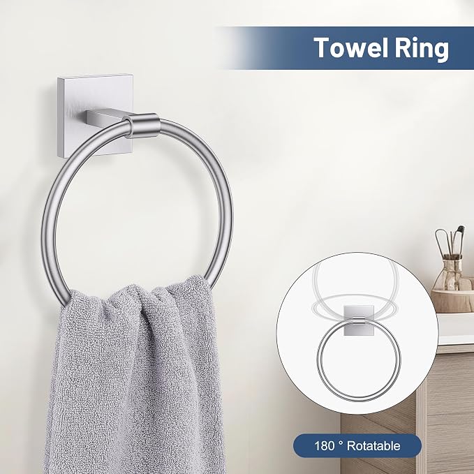 TURS Brushed Nickel 5-Pieces Bathroom Hardware Set SUS304 Stainless Steel Towel - Image 3