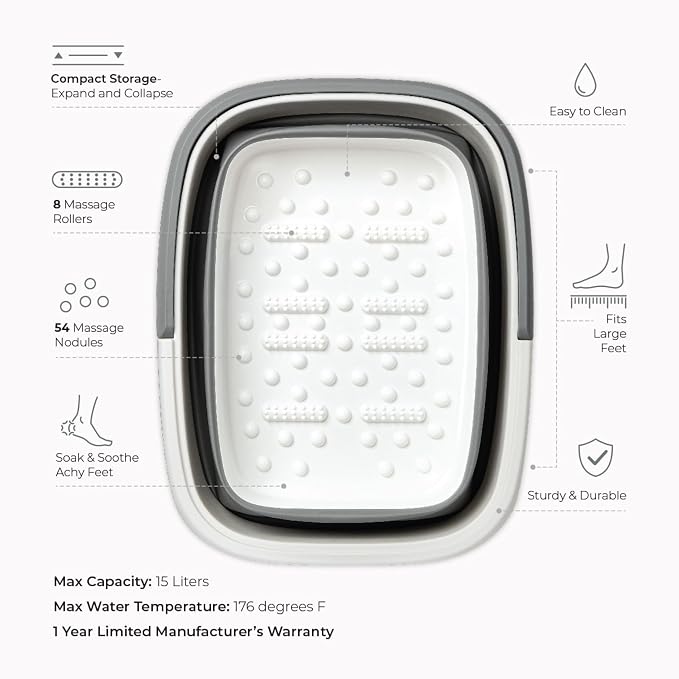 Mantello Collapsible Foot Bath Foot Soaking Tub | Portable Foot Spa Pedicure - Image 2