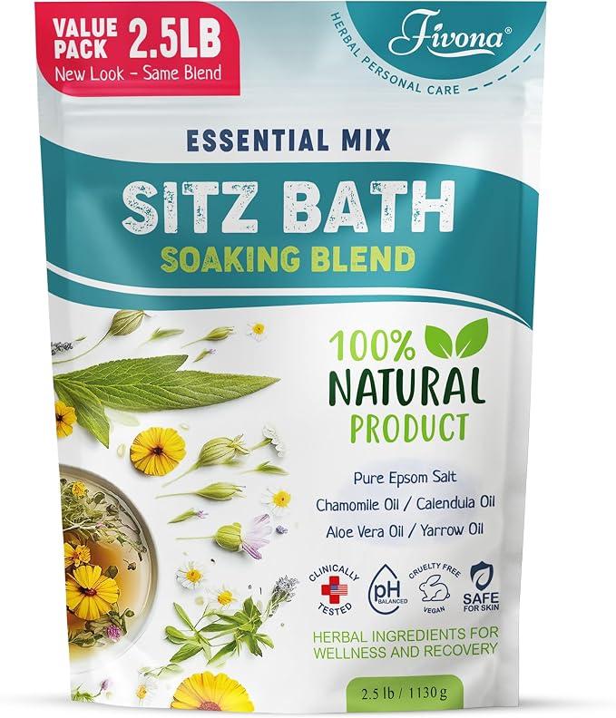 Hemorrhoid Treatment 40oz, Fivona Sitz Bath Salts, Postpartum Soaking Blend by Fivona