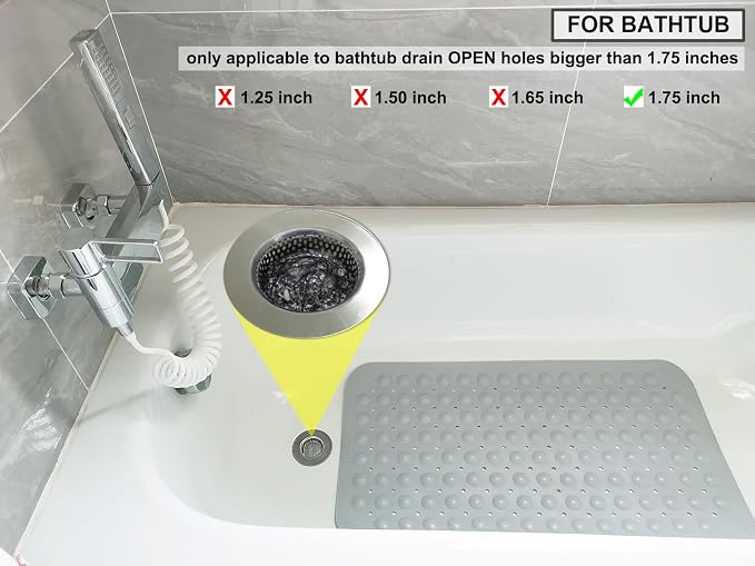 2PCS Bathtub Drain Strainers, Shower Drain Hair Catcher, Stainless Steel Drain - Image 4
