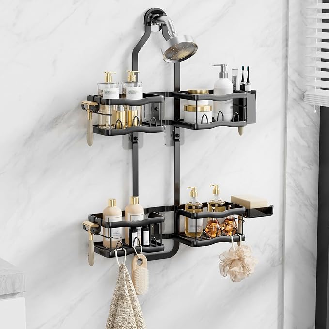 Shower Caddy Hanging Shower Head, Rustproof Hanging Shower Caddy Over by Yortemdi