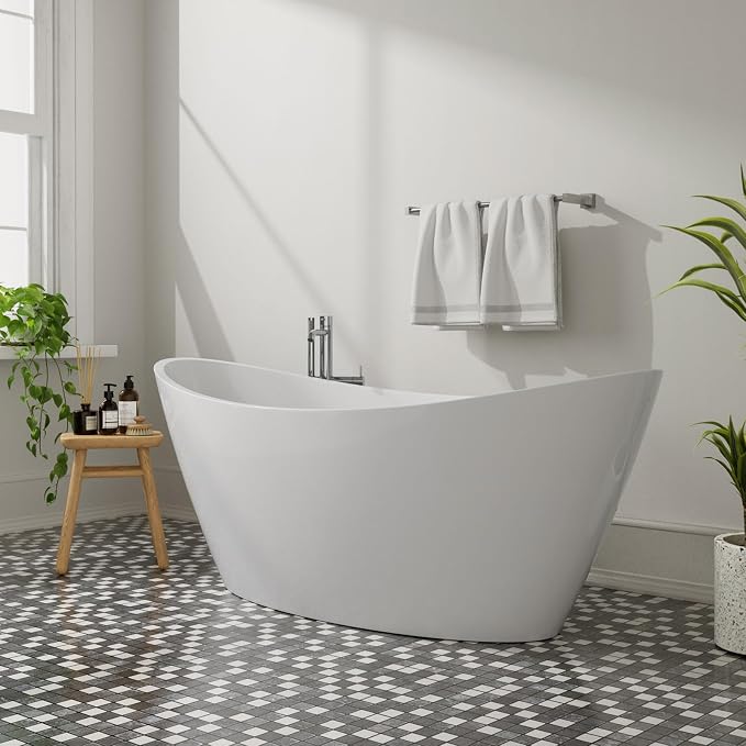 Empava Luxury 67 inch Acrylic Freestanding Bathtub Contemporary Soaking Tub - Image 5