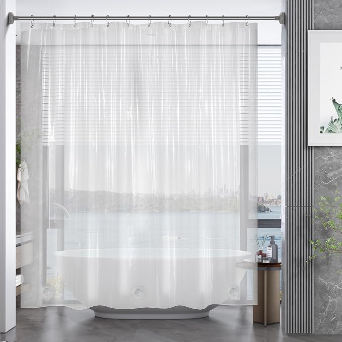 AmazerBath Short Shower Curtain Plastic, 72 x 65 Inches PEVA Clear Shower - Image 9