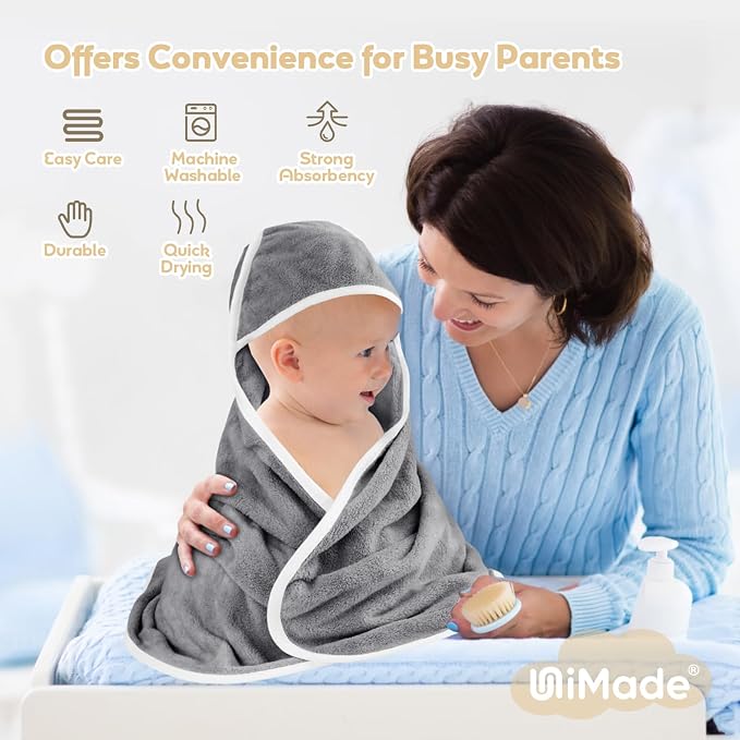 Hooded Towel for Newborn, 2 Pack Soft Coral Fleece Baby Towels, Ultra Absorbent - Image 5