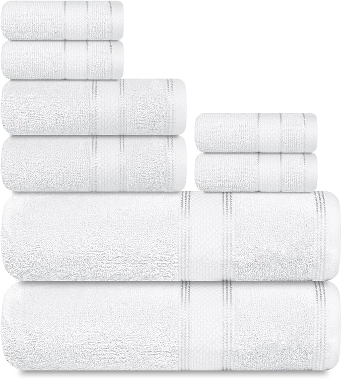 Casa Lino Bath Towel Set of 8 by CASALINO