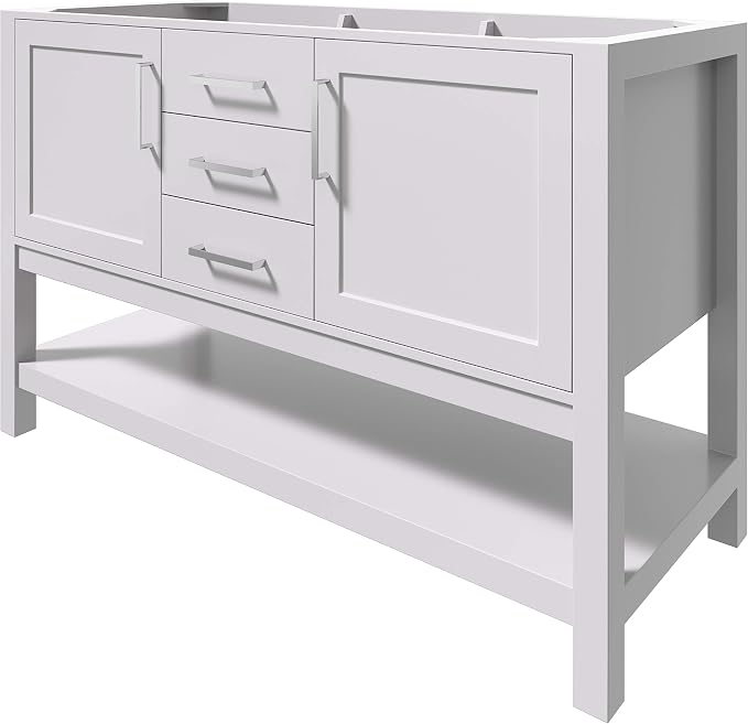 ARIEL 54" White Bathroom Vanity Base Cabinet, 2 Soft Closing Doors and 6 - Image 5