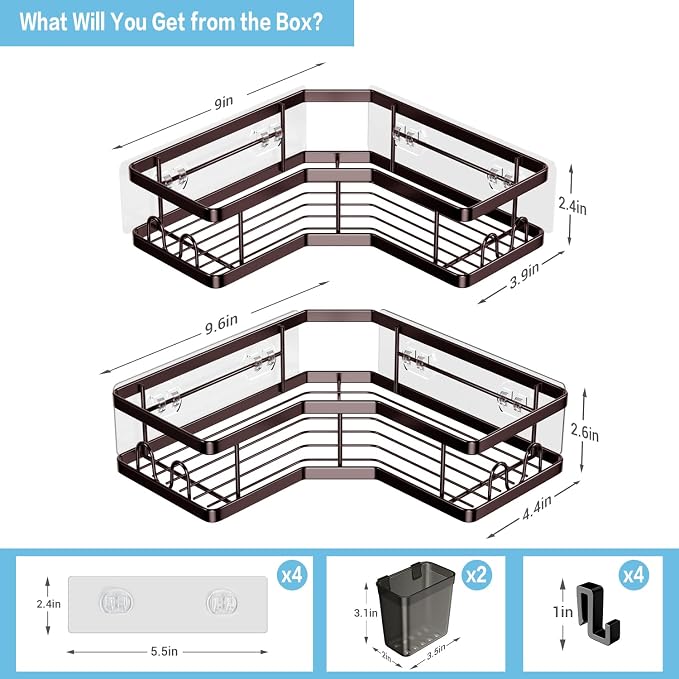 Shower Caddy Corner Organizer: 2Pack Adhesive Shower Shelf Essentials - Image 4