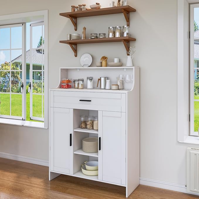 Storage Cabinet with Doors and Drawers, Kitchen Storage Cabinet with 1 Large - Image 8