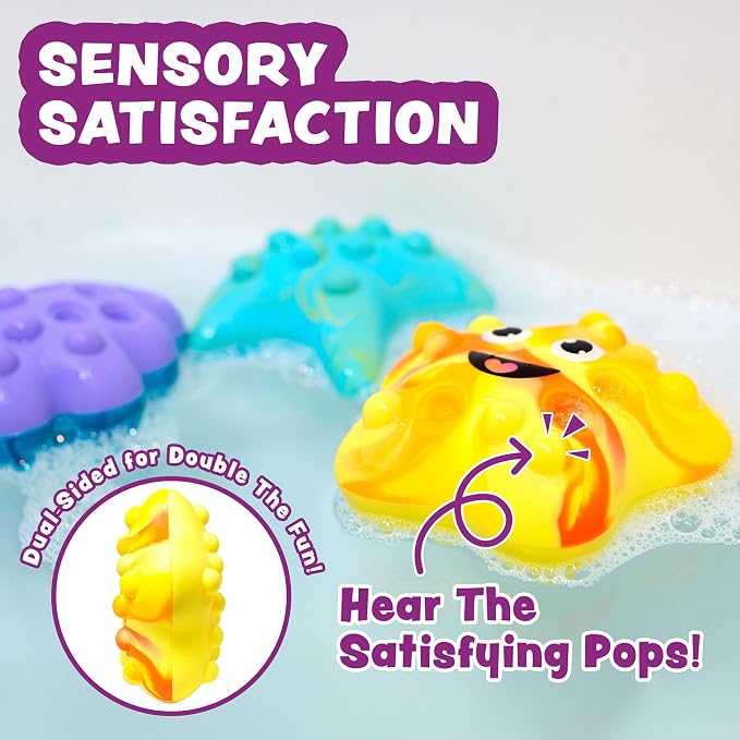 Tub Works® Tub Poppers™ Popping Kids & Toddler Bath Toys, 3 Pack | Push - Image 6