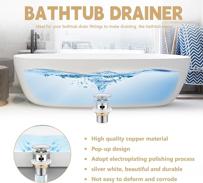 【Limited-time Promotion】 Pop Up Freestanding Tub Drain Plug, 2025 Upgraded - Image 2