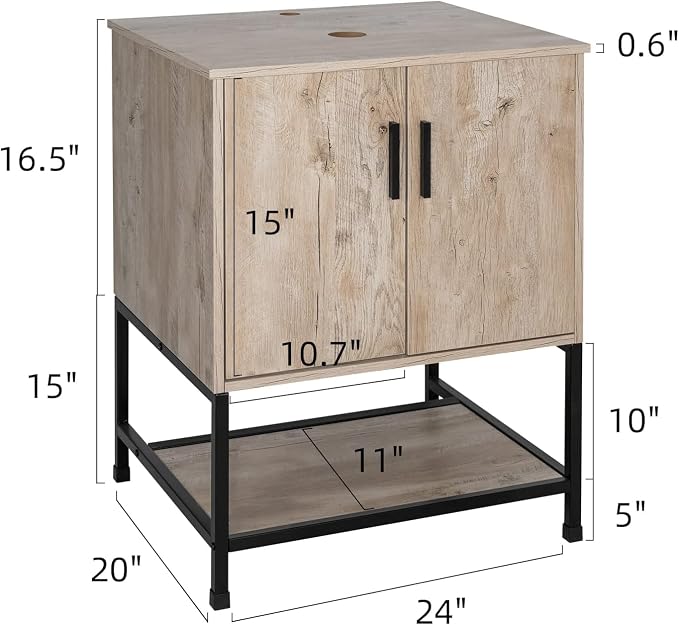 UEV 24" Bathroom Vanity, Oak Color Single Bathroom Vanity, Vintage Style - Image 2