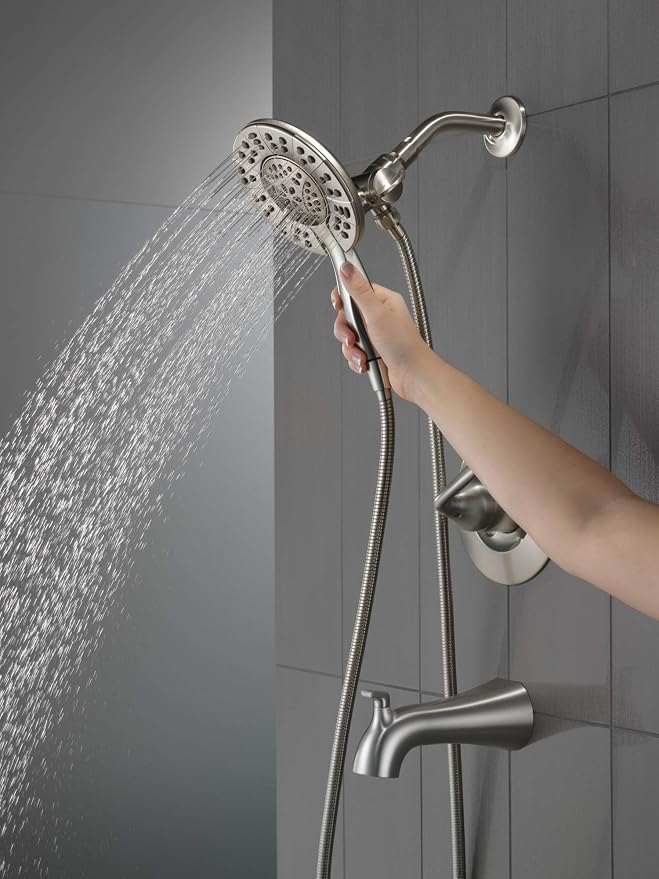 Delta Arvo 14 Series Brushed Nickel Bathtub Shower Faucet Set - Image 2