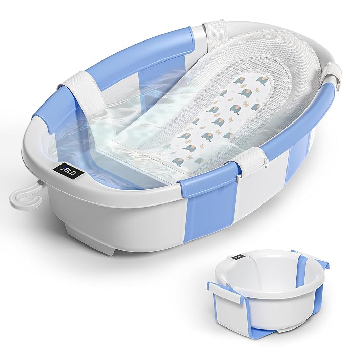 Collapsible Baby Bathtub for Newborn to Toddler 0-36 Months, Spacious Foldable by Himold