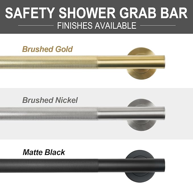 Lava Odoro Gold Shower Grab Bars, 3 Pack Stainless Steel Bathroom Safety Grab - Image 6