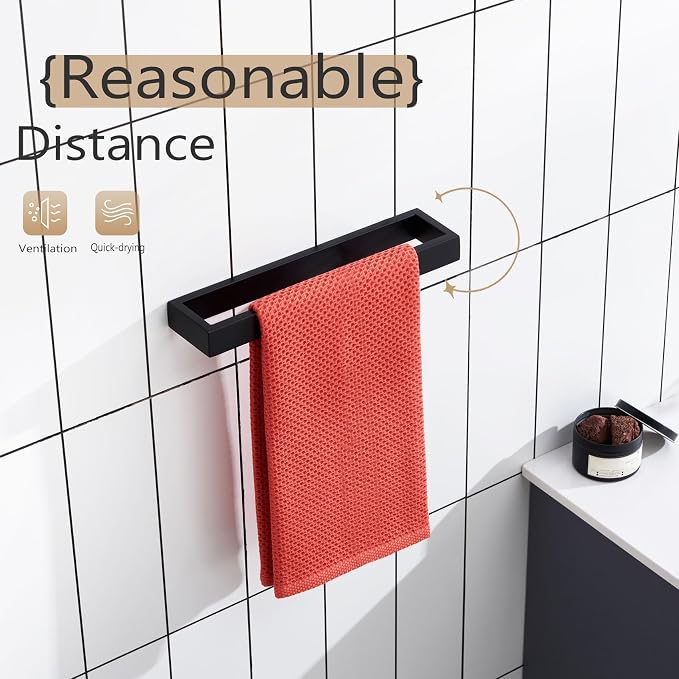 KOKOSIRI Towel Bar Matte Black Hand Towel Holder 12-Inch Kitchen Rack Stainless - Image 8