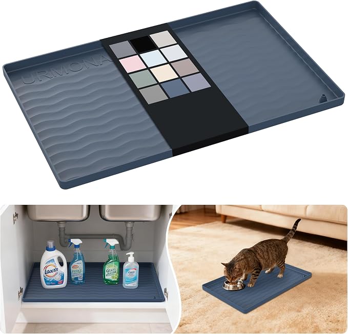 URMONA Waterproof Silicone Under Sink Mat 19'' x 12'' Shelf Liner by URMONA