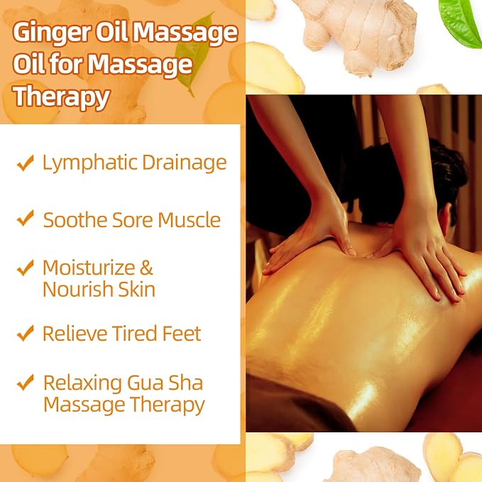 Ginger Oil Massage Oil for Massage Therapy, Ginger Oil Lymphatic Drainage - Image 2