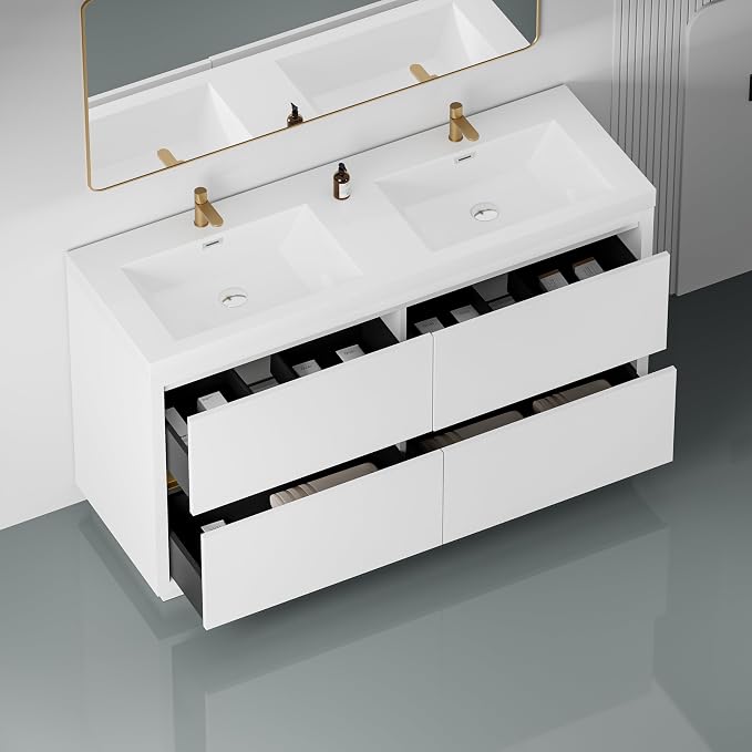 60 Inch Bathroom Vanity with Sink, Double Sink Bathroom Vanity, Freestanding - Image 9