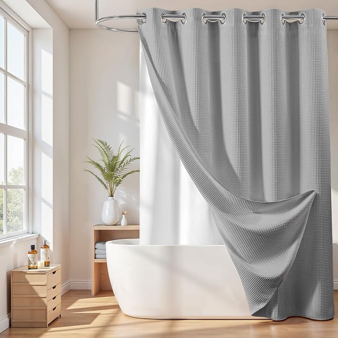 River Dream Extra Long No Hook Shower Curtain by RiverDream