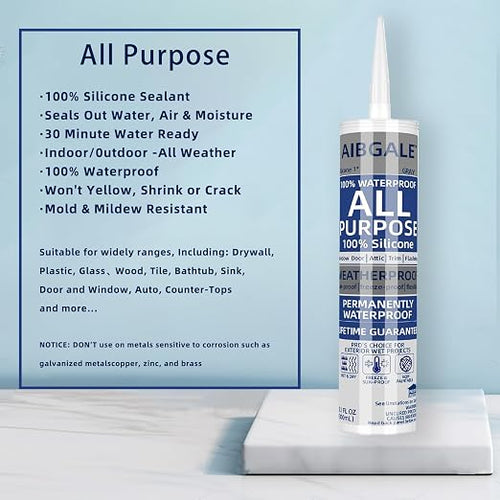 12 Packs Gray Silicone Sealant, 100% Waterproof Silicone Caulk, Adhesive - Image 2