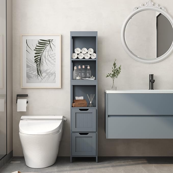 HOMEFORT Bathroom Storage Cabinet, Slim Tall Cabinet, Narrow Floor Cabinet - Image 2