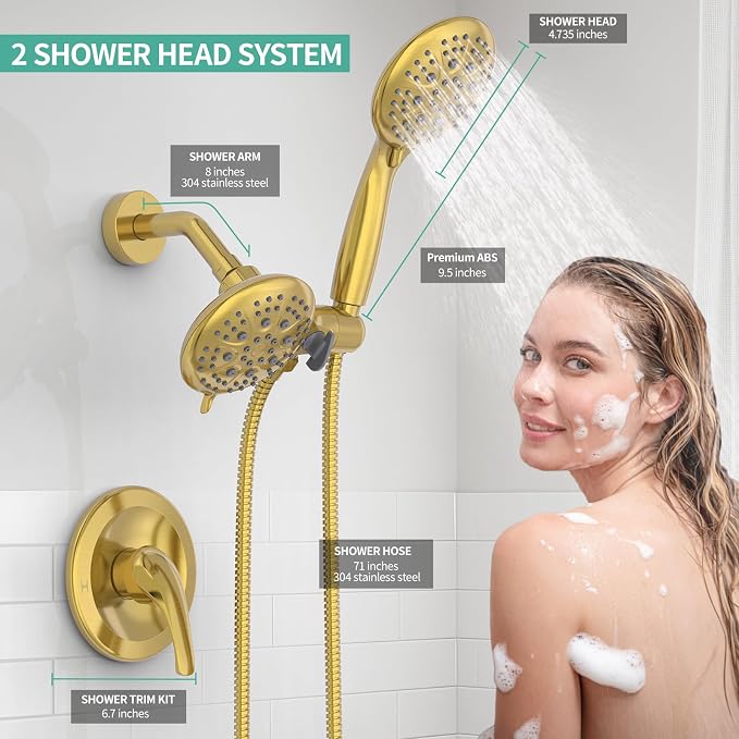 SR SUN RISE High Pressure 3-Way Rainfall Shower Faucet, 3 in 1 Shower Head and - Image 3