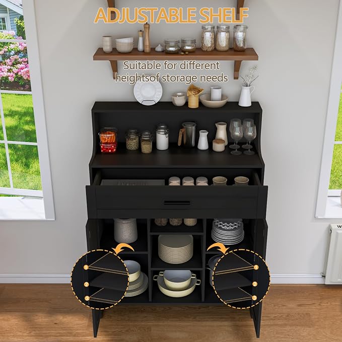 Storage Cabinet with Doors and Drawers, Kitchen Storage Cabinet with 1 Large - Image 5