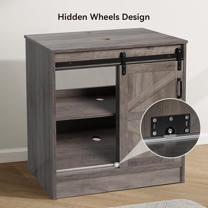 30" Barn Door Bathroom Vanity, Farmhouse Style Standing Pedestal Cabinet - Image 4
