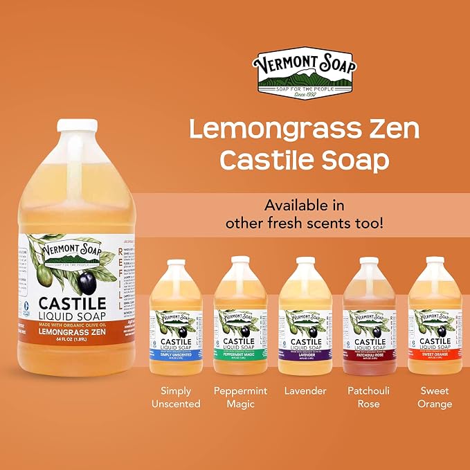 Vermont Castile Lemongrass Zen Soap, Gentle Liquid Soap - Image 7