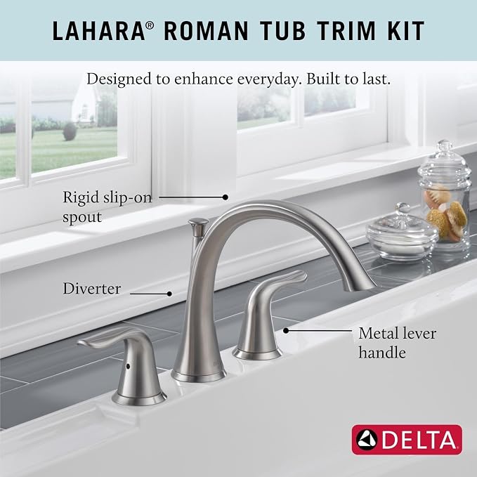 Delta Faucet Lahara 2-Handle Widespread Roman Tub Faucet - Image 3
