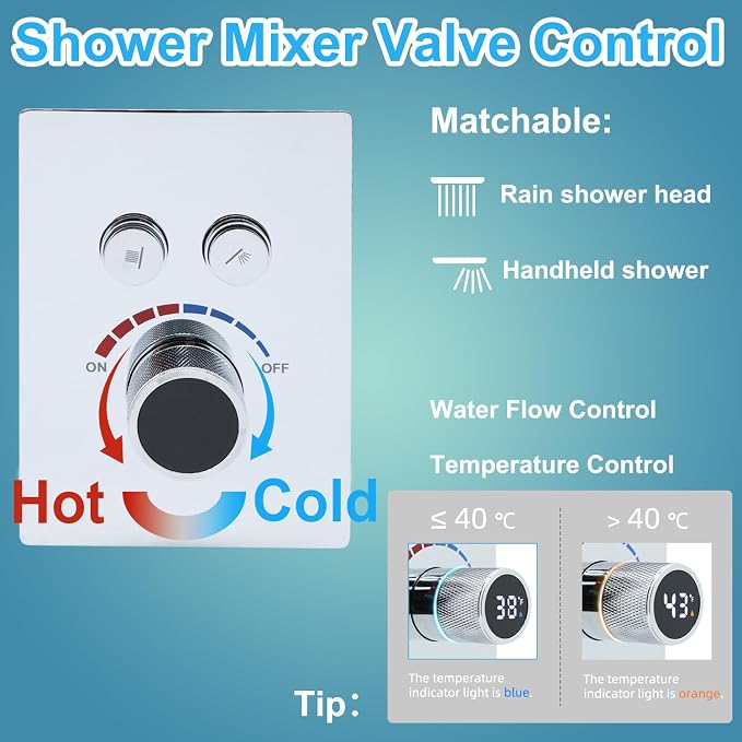 Digital Display Shower Valve Shower Valve 2 Way Shower Diverter Valve Shower - Image 2