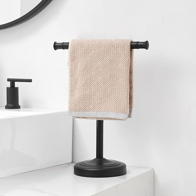 RUMOSE 13 Inch Matte Black Towel Stand Hand Towel Holder Bathroom Kitchen - Image 2