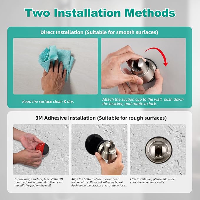Hibbent Vacuum Suction Cup Shower Head Holder, Removable Shower Head Bracket - Image 7