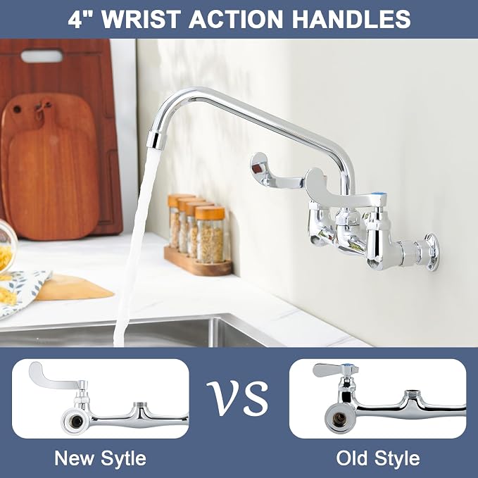 Wall Mount Commercial Sink Faucet Long Handles Wall Mounted Kitchen Faucet 8 - Image 5