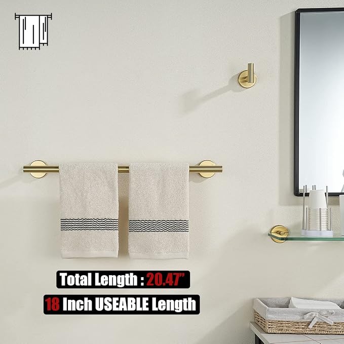 JQK Towel Bar Brushed Gold, 20.5 Inch 304 Stainless Steel Thicken 0.8mm Towel - Image 3