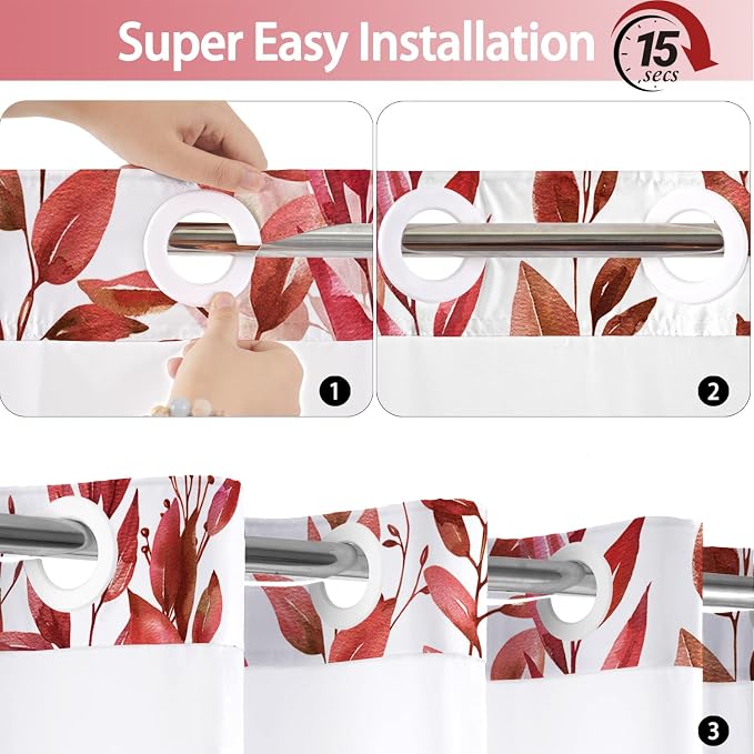 No Hook Shower Curtain and Liner Set, Bath Curtain Sets - Image 4