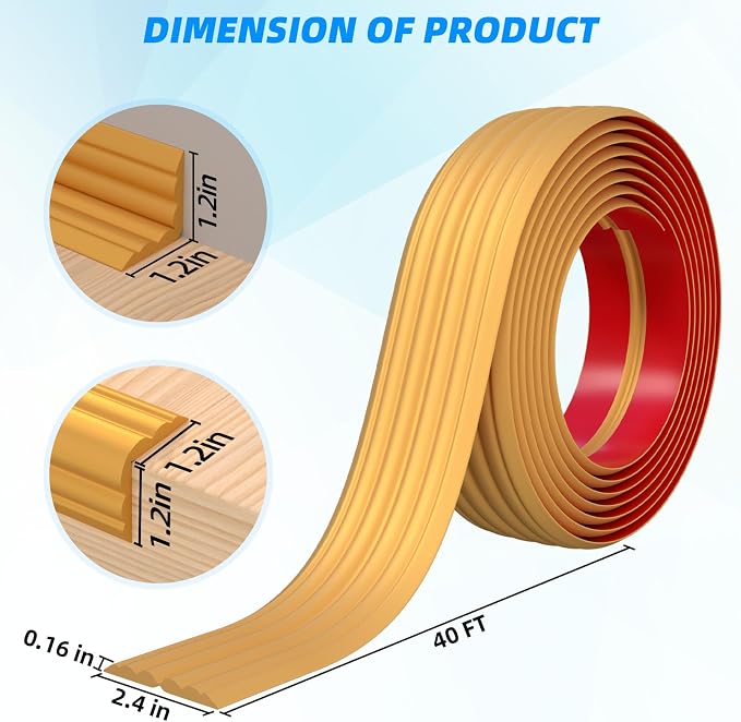 40FT Flexible Wall Corner Protector Moulding Trim, Peel and Stick Inside & - Image 4