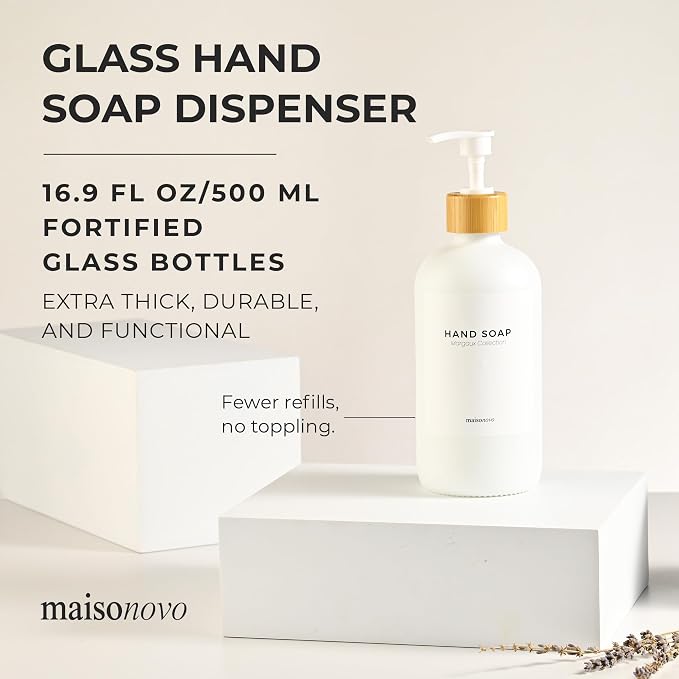 MaisoNovo Glass Hand Soap Dispenser | Dish Soap Dispenser - Image 2
