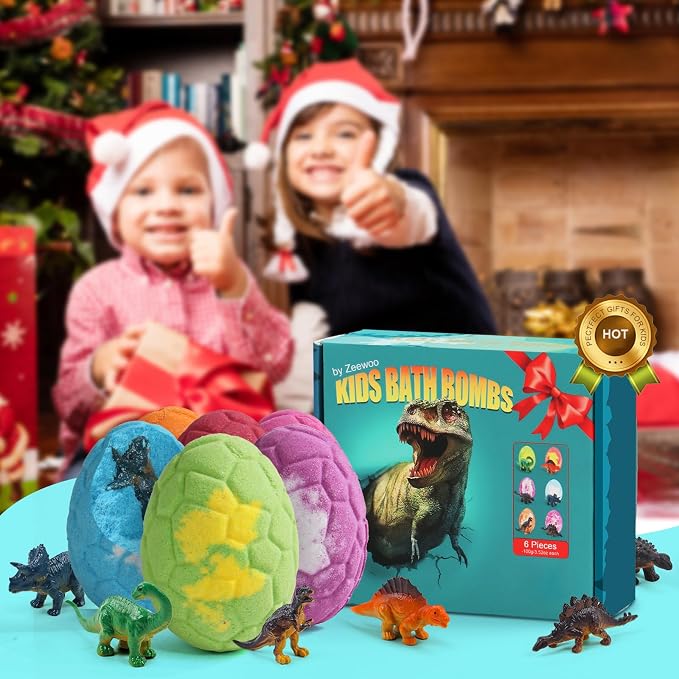 Bath Bombs for Kids with Surprise Inside, 6 Pack Dinosaur Toys Toddler Bath - Image 2
