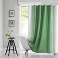Green Shower Curtain, Sage Green and White Gradient Vertical Stripe Waterproof by BESTRIPES