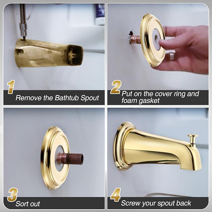 Dreyoo Metal Tub Spout Cover Ring, Bathtub Spout Trim Plate Ring - Image 6