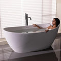 55'' High-back Freestanding Solid Surface Resin Stone Bathtub, Freestanding Tub by MEDUNJESS