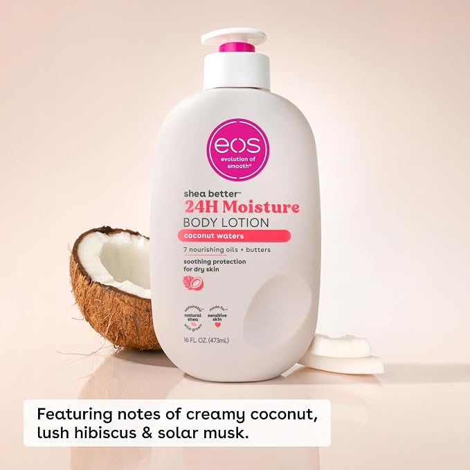 eos Shea Better Body Lotion Coconut Waters, 24-Hour Moisture Skin Care - Image 2